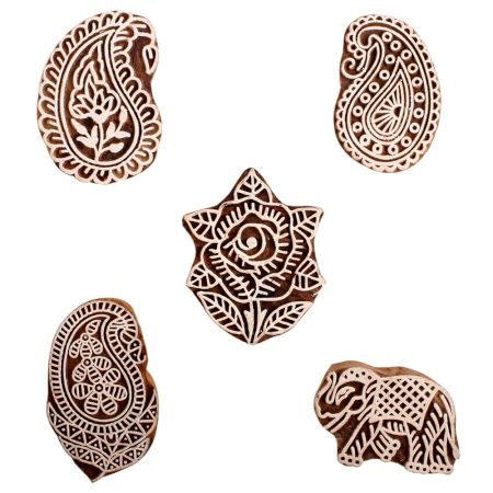 Set of 5 Piece New Mix Wooden Printing Block